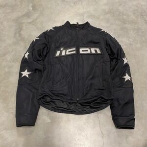 ICON Motorcycle Jacket Black Mesh Stars Womens Size S